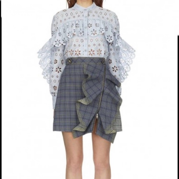 Self-Portrait Flounced Check Plaid Ruffle Skirt US 0 - Picture 6 of 16